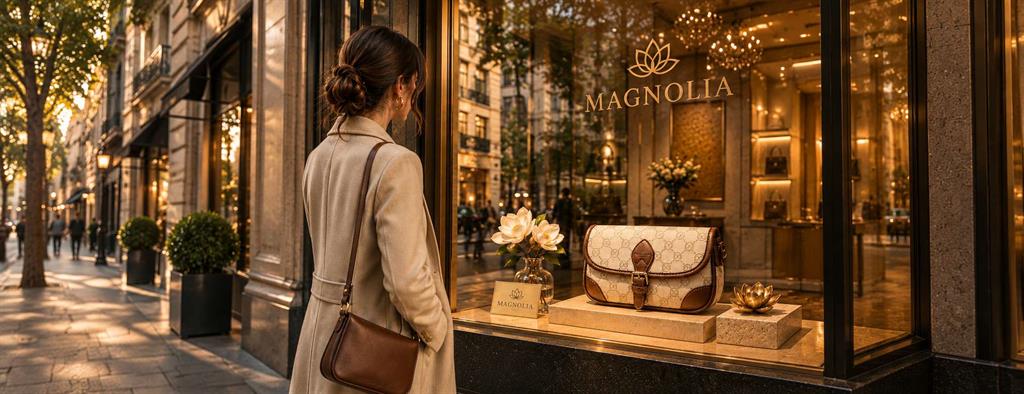 Magnolia handbag in the window