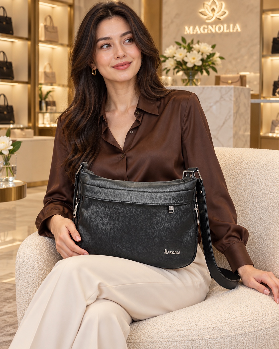 PECKER DIGE Black Rounded Shoulder Bag